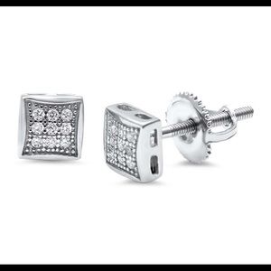 Princess Cut MicroPave CZ .925 Silver Stud